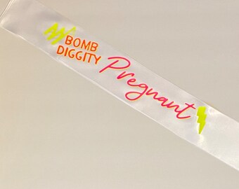90s Theme Baby Shower Sash w/ Free Sash Clip- 5 CHOICES