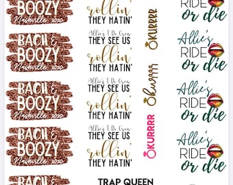 Bride and Boujee/ Bridin' Dirty Bachelorette Party Temporary Tattoos- Custom w/ FREE party print instructions