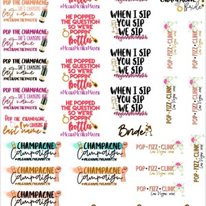 Champagne Campaign Bachelorette Party Temporary Tattoos- Custom w/ FREE party print instructions