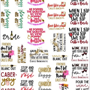 Wine Theme Bachelorette Party Temporary Tattoos- Custom w/ FREE party print instructions