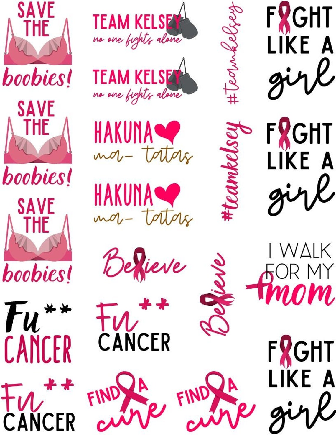 Tats for Tits/ Breast Cancer Awareness Temporary Tattoos W/ Etsy