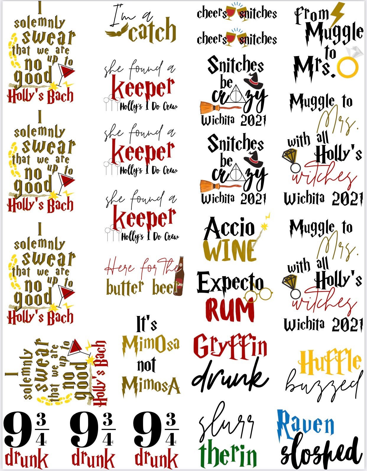 Harry Potter Theme Bachelorette Party Temporary Tattoos- w/ FREE part…
