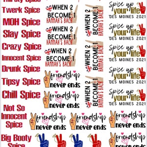 Spice Girls Theme Bachelorette Party Temporary Tattoos- Custom w/ FREE party print instructions