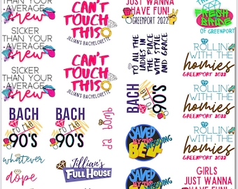90's Bachelorette Party Temporary Tattoos- w/ FREE party print instructions