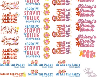 Retro/ Last Disco Bachelorette Party Temporary Tattoos- w/ FREE party print instructions