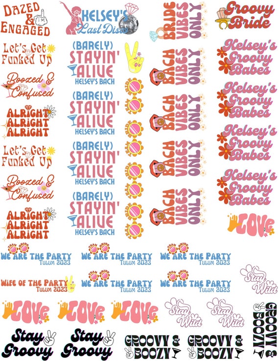 Retro/ Last Disco Bachelorette Party Temporary Tattoos- w/ FREE party print instructions