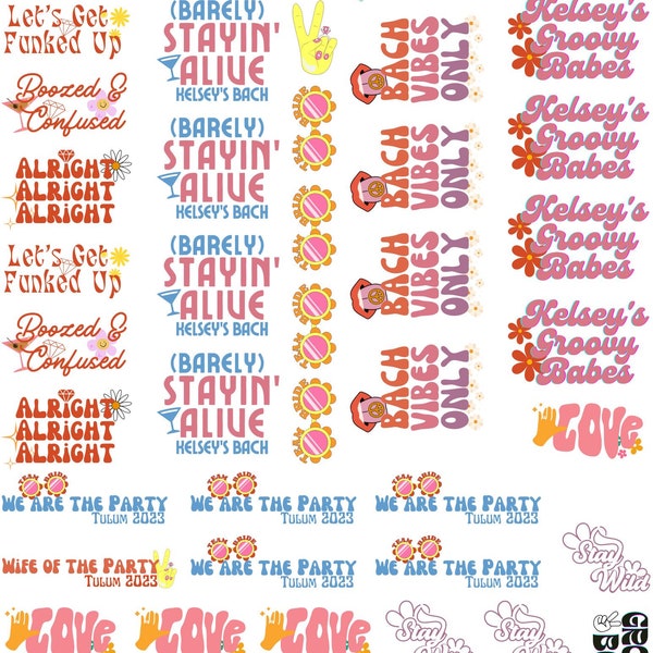 Retro/ Last Disco Bachelorette Party Temporary Tattoos- w/ FREE party print instructions