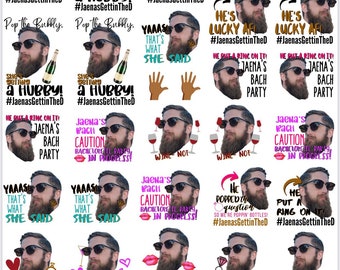 Grooms/ Brides Face Bachelorette Party Temporary Tattoos- w/ FREE party print instructions