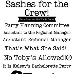 Sash for The Office Themed Bachelorette Party 5 Choices image 6
