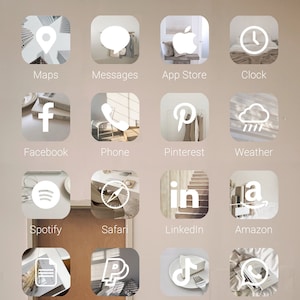 Custom Neutral Aesthetic iPhone iOS 14 App Icons + Background, iPhone iOS 14 App Icons Set of 45, Custom App Icons + Widgets 45 Pack