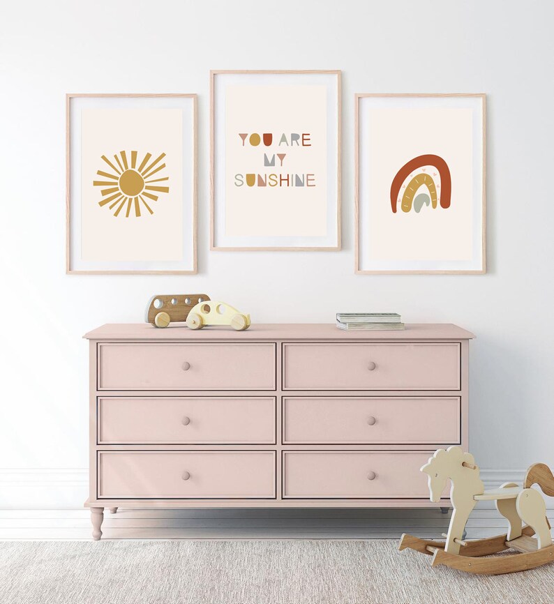 Nursery Set of 3 Boho Gallery Wall For Kids Gender Neutral Nursery Art Modern Nursery Print Trendy Nursery Art Neutral Nursery Art