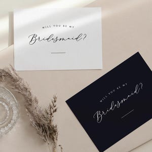Carte de proposition de demoiselle d'honneur, carte noir et blanc avec enveloppe, souvenir de fête de mariage, boîte de proposition de demoiselle d'honneur, tribu de la mariée, cadeau de fête de mariage