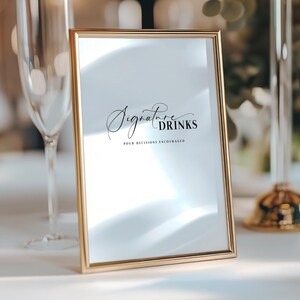 Signature Drinks Table Sign | Printable Cocktails Sign | 4x6, 5x7, 8x10 | Instant Download | Ready-to-Print | Modern Wedding Reception Décor