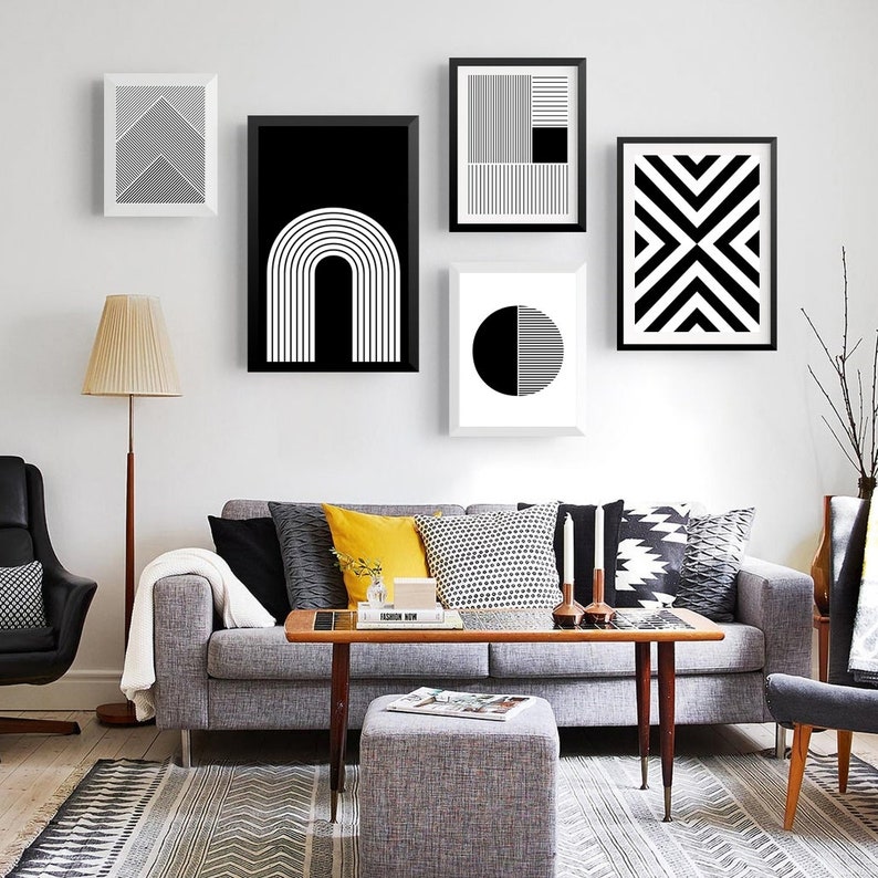 Black & White Print Set Gallery Wall Black and White Art Etsy