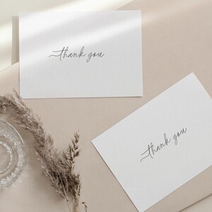 Black & White Danke-Karte | Gefaltet Hochzeit Danke | 7x5 Elegante Danke-Karte mit Umschlag | Minimalistische Hochzeitspapeterie