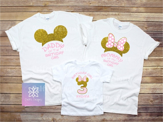 Pink and Gold Minnie Mouse Birthday T-shirt Disney Family - Etsy