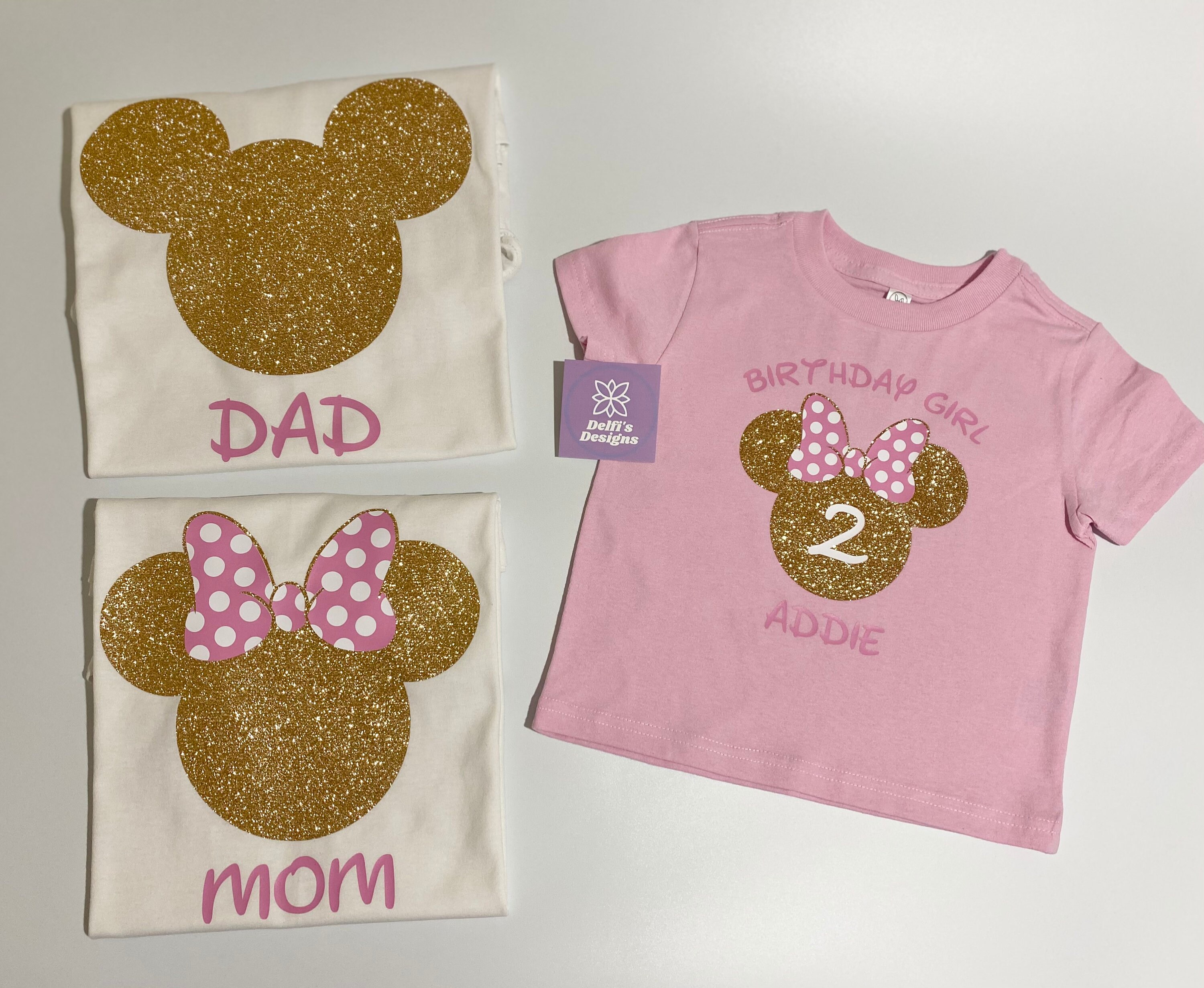 Pink and Gold Minnie Mouse Birthday T 