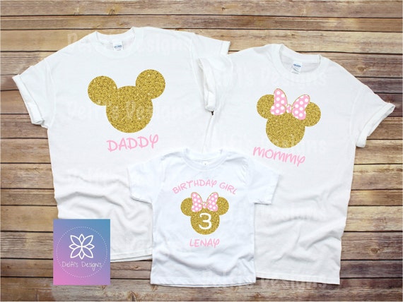 Pink and Gold Minnie Mouse Birthday T 