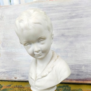 Vintage / Antique porcelain boy bust, Victorian style decor, French porcelain, Brongniart Boy, Limoges, 19 cm / 7.5 inch, 9575J