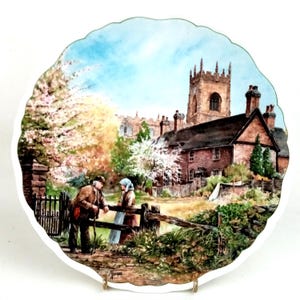 On Memory Lane Royal Doulton Porzellan Sammelteller Dorfleben von Antony Forster 8,5 inch