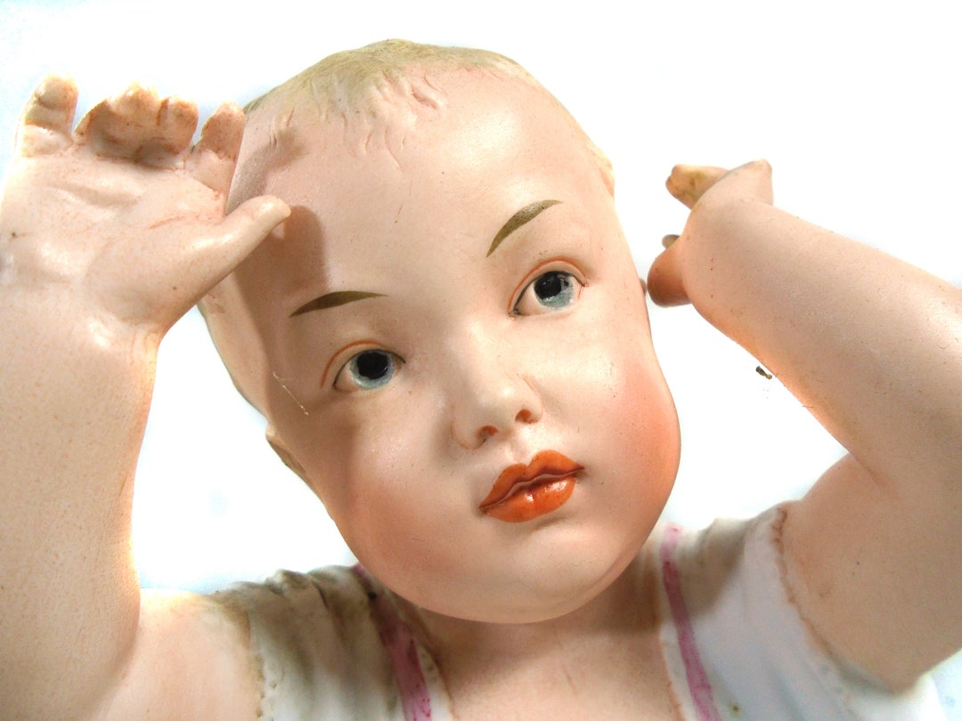 Figurine Enfants Piano biscuit porcelaine Allemande 350 5 7,5 CM SFBJ HEUBACH