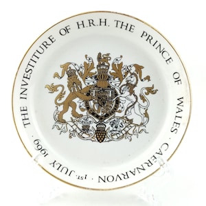 Vintage Princes Charles, The Investiture H.R.H Prince of Wales Plate, British decorative plate, 1st July 1969, Jubilee, 4.33&quot;