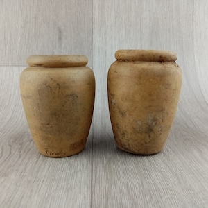 Two Victorian Medova Cream Pots, 9 cm pottery jar, 1890s earthenware pot, Kitchenalia, vase, kitchen, decoration