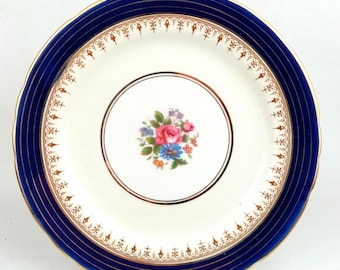Prato de Jantar Aynsley Fine Bone China, Padrão Dorchester Azul Cobalto