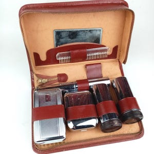 Set da toeletta da viaggio vintage per gentiluomini inglesi, set da toeletta