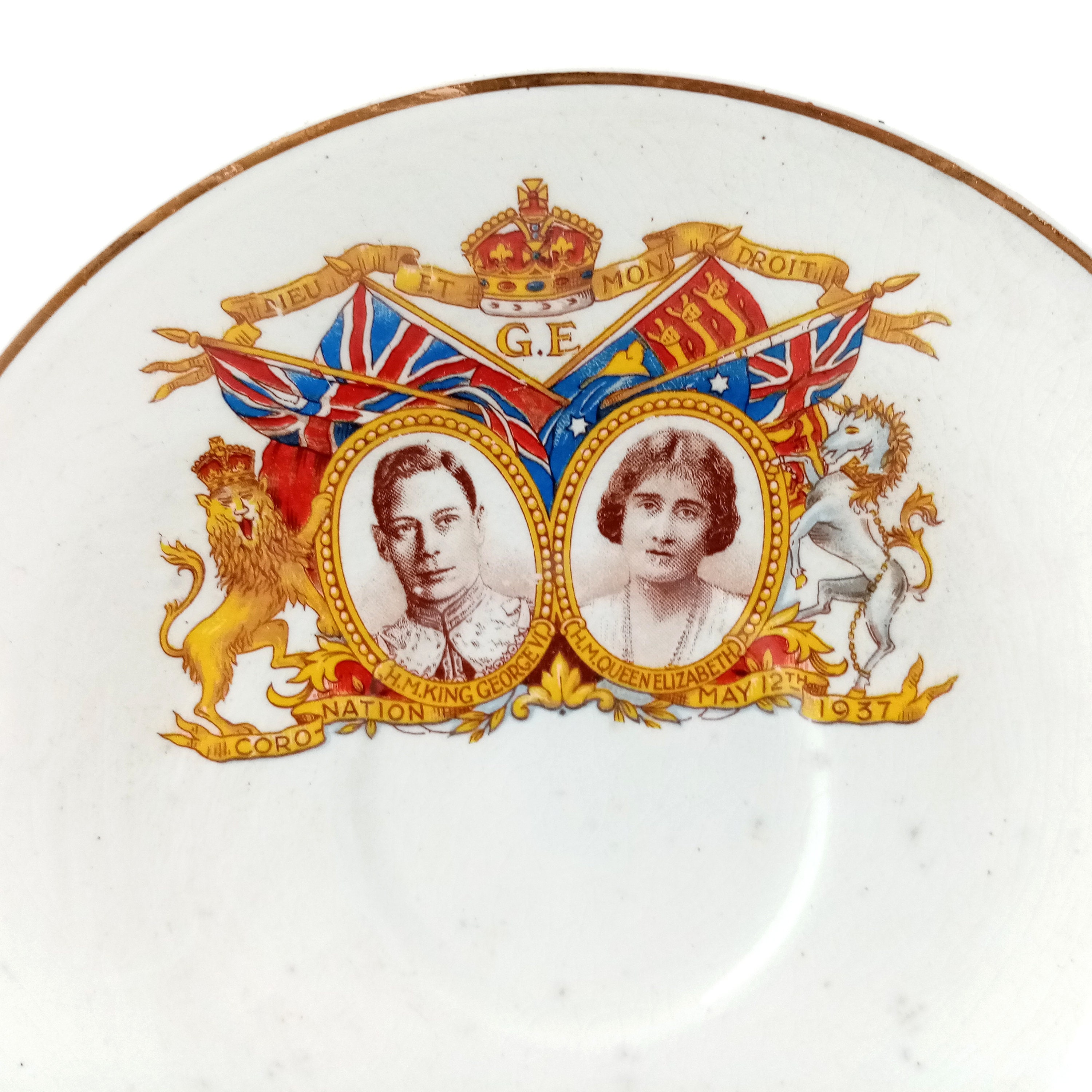 Elizabeth R Plate Vintage George VI & Queen Elizabeth Coronation Plate 1937, British ...