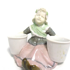 Gebruder Heubach Dutch girl porcelain figurine, glazed antique bisque porcelain, Heubach Piano Figure, 3.6&quot; / 92 mm, Piano Girl Figure