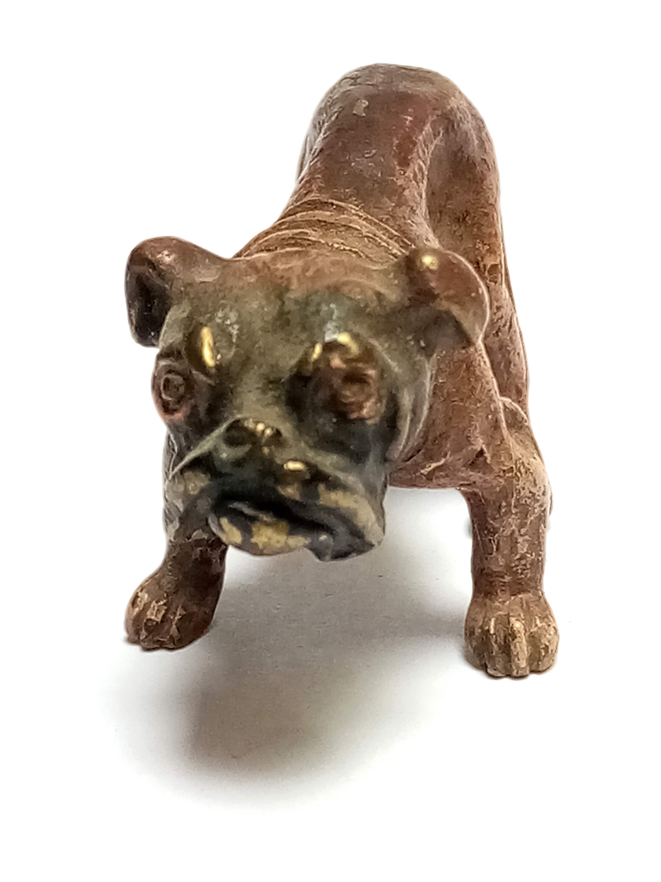 Antique Cold Painted Bronze Bulldog, Seated Bulldog Figure, Metal