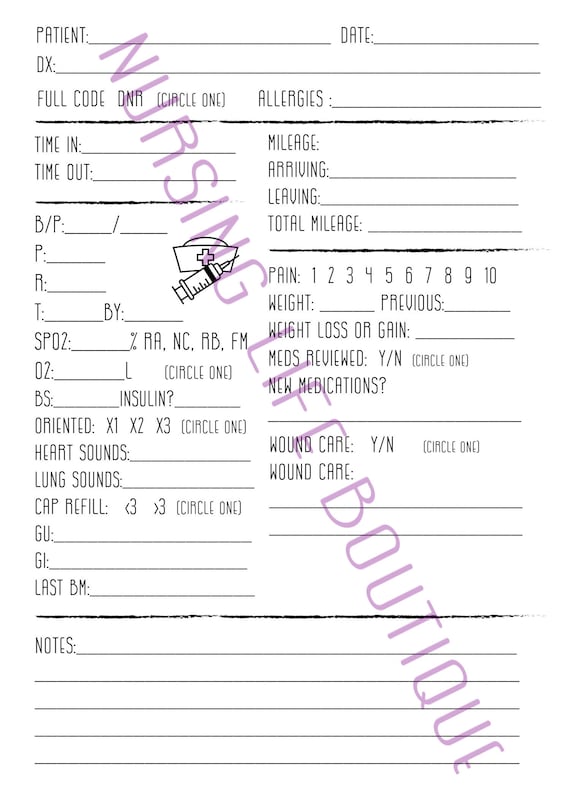 Home Health Patient Sheet - Etsy