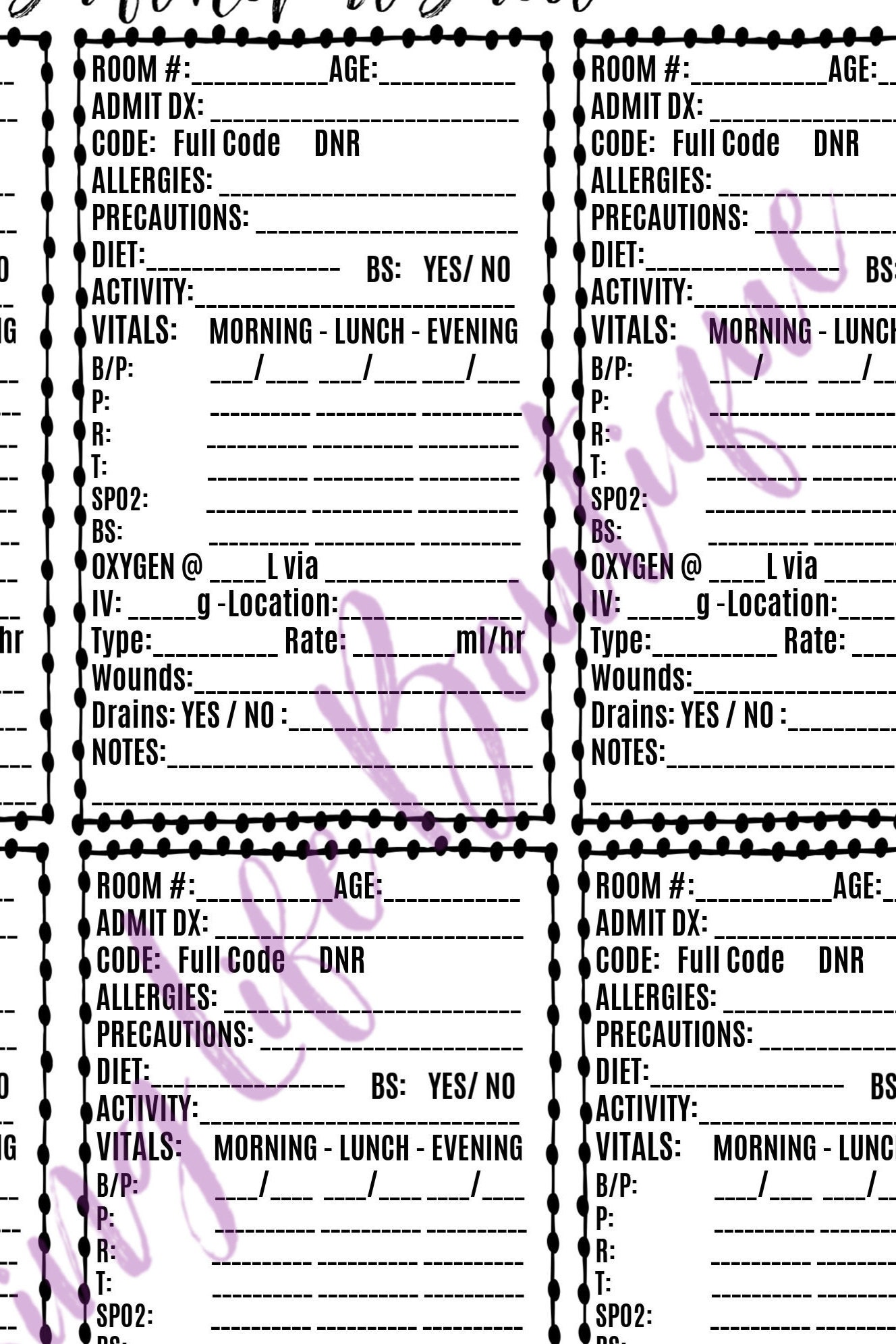 Nursing Shift Report | Etsy