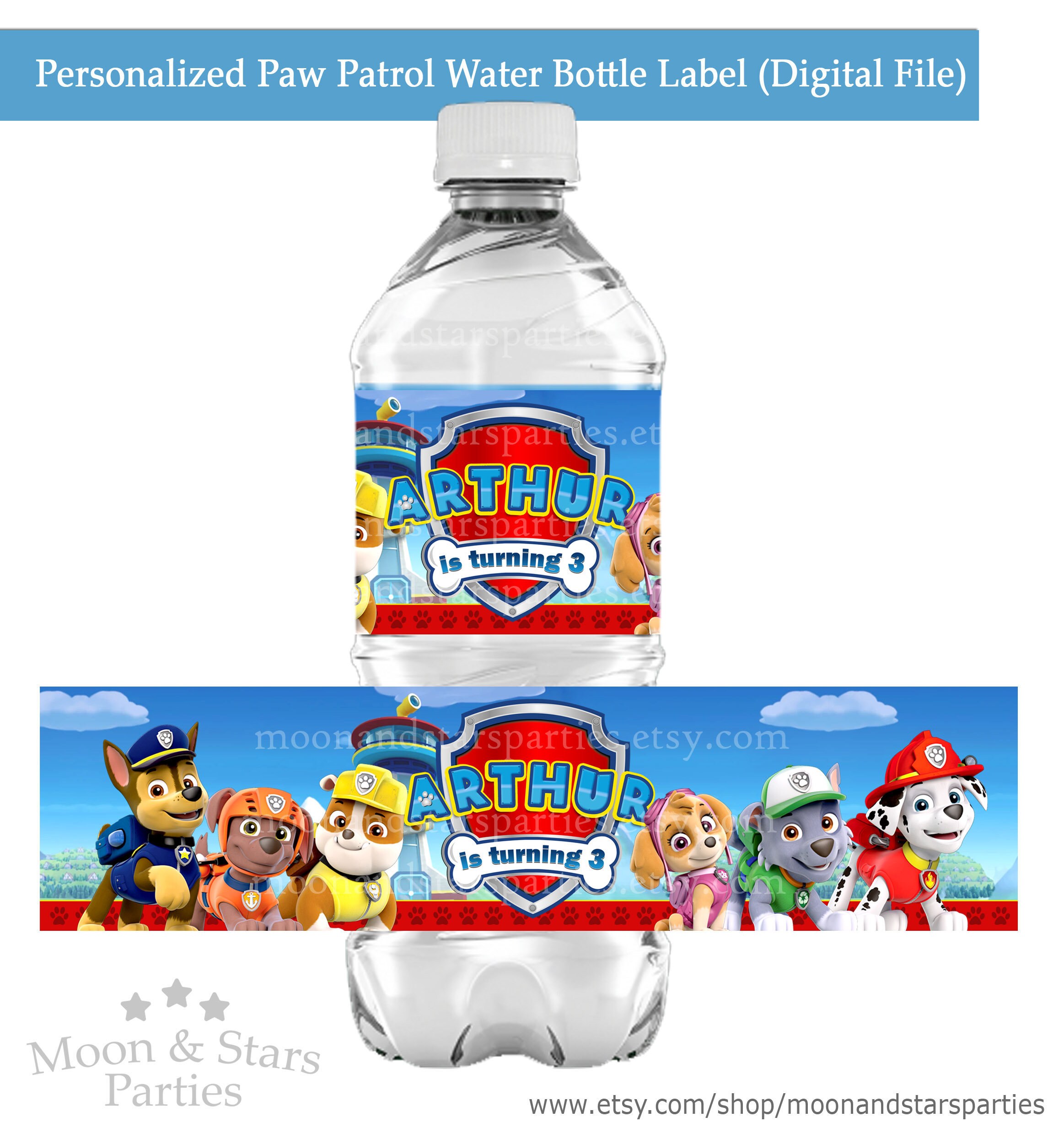 Personalized Paw Patrol Water Bottle Labels Paw Patrol Labels | Etsy