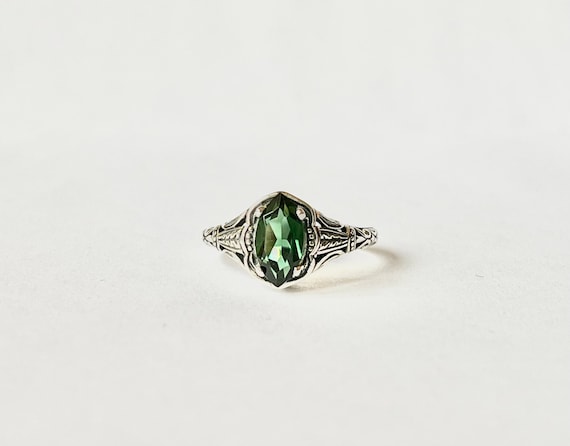 Vintage Maruiqse Emerald Ring // Solid Sterling S… - image 1