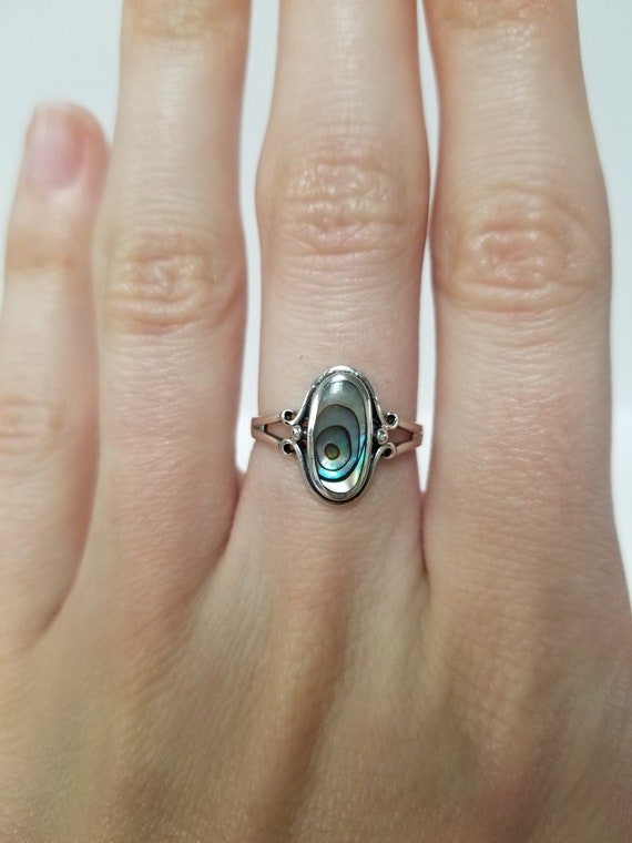 Abalone Sterling Silver Ring // Solid 925 Sterlin… - image 2
