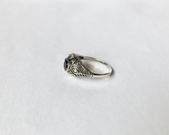 Amethyst Pearl Filigree Ring // Solid Sterling Si… - image 4