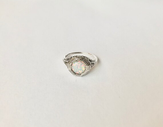 Antique Opal Ring // Solid Sterling Silver. Retro… - image 4