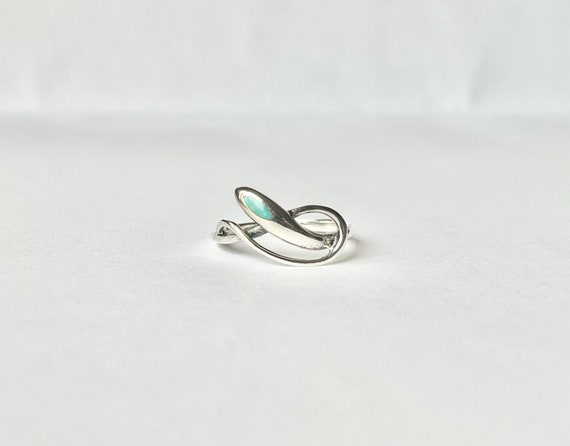 Turquoise Snake Ring // Solid Sterling Silver. Bo… - image 2