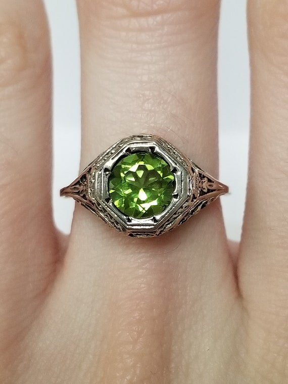 Antique Peridot Ring // Solid Sterling Silver. Re… - image 4