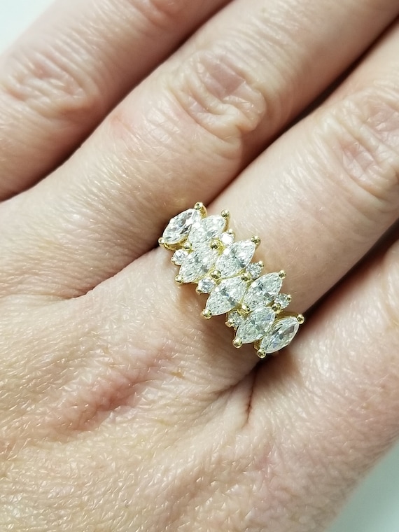 Antique Marquise Cluster Ring // Solid 14k Yellow 