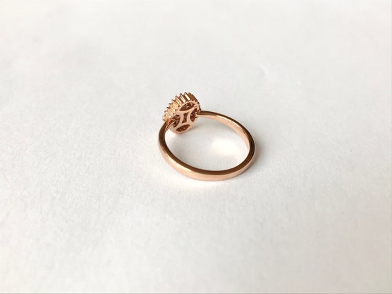 10k Diamond Halo Ring // Solid 10k Rose Gold, Nat… - image 8