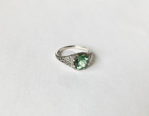Vintage 1 ct Emerald Topaz Ring // Solid Sterling… - image 6