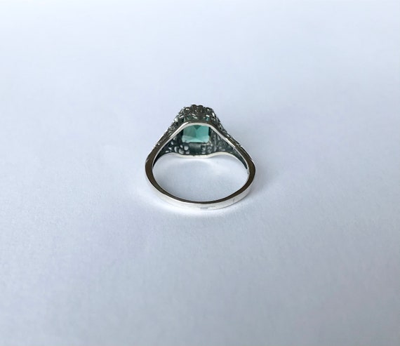 Sim Green Emerald Solid Sterling Silver Filigree Edwardian Dainty Ring Size MTO Sim Green Emerald Solid Sterling Silver Filigree Edwardian Dainty Ring Size MTO