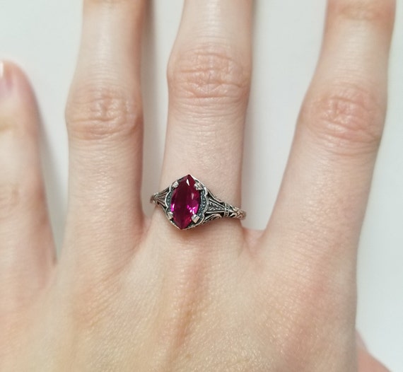 Marquise Ruby Engagement Ring // Solid Sterling S… - image 9