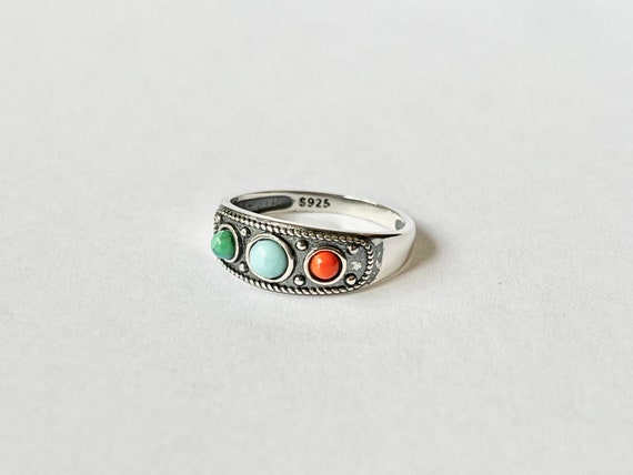 Southwestern Ring // Solid Sterling Silver. Coral… - image 8