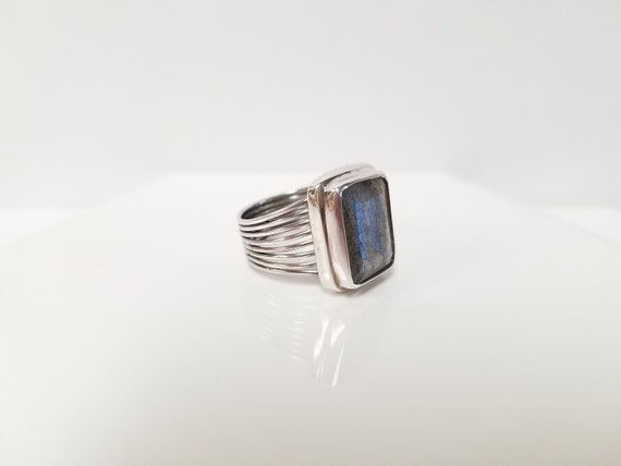 Unique Labradorite Ring // Solid 925 Sterling Sil… - image 8