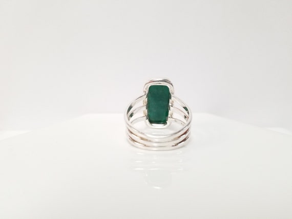 Vintage Emerald Ring // Solid 925 Sterling Silver… - image 6