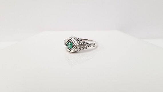 Vintage Emerald Ring // 925 Solid Sterling Silver… - image 8